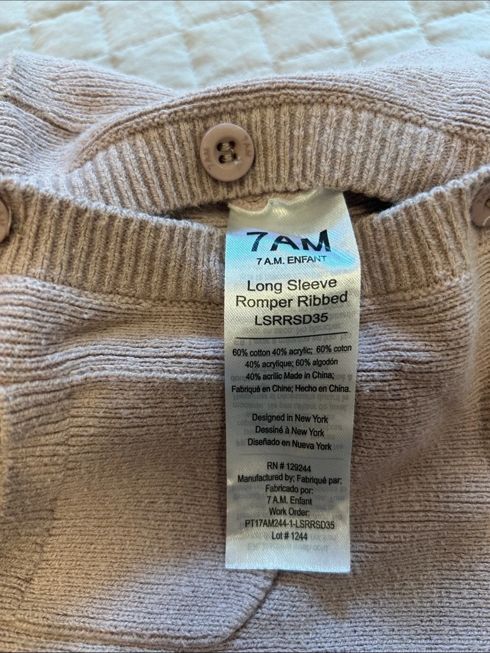 7AM Kids Knit One-Piece Romper in Mauve